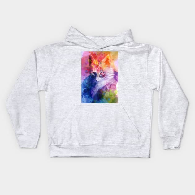 Colorful Cat Kids Hoodie by giantplayful